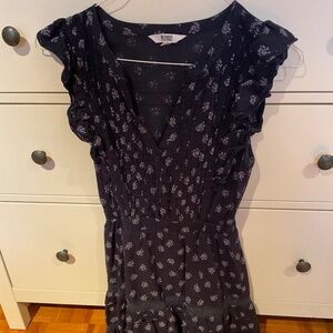 BB Dakota Steve Madden navy floral button down dress size S